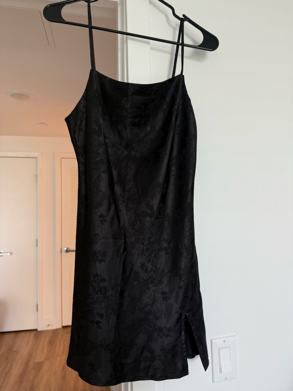 Princess Polly Black Floral Jacquard Slip Dress